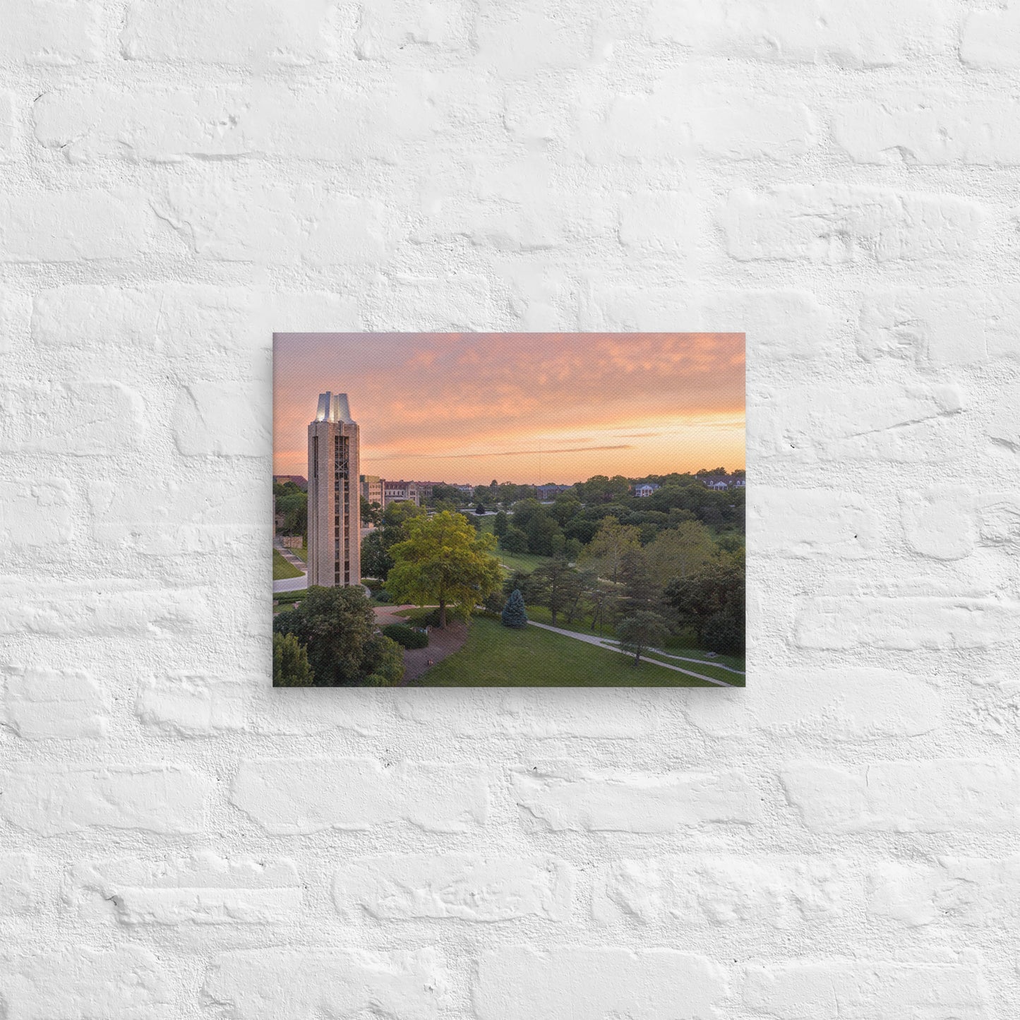 Kansas Jayhawks - Kansas University Aerial Sunset Campus Canvas