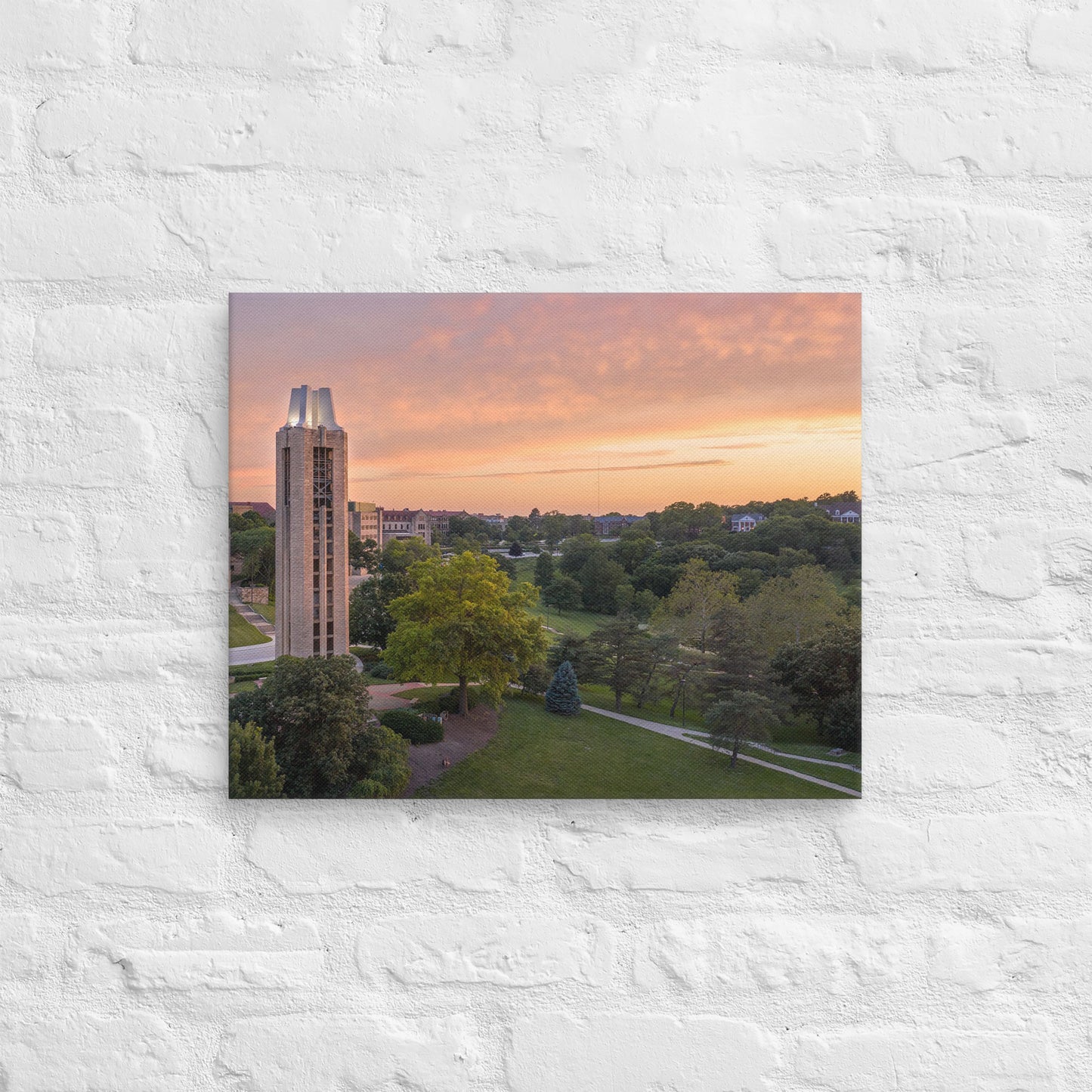 Kansas Jayhawks - Kansas University Aerial Sunset Campus Canvas