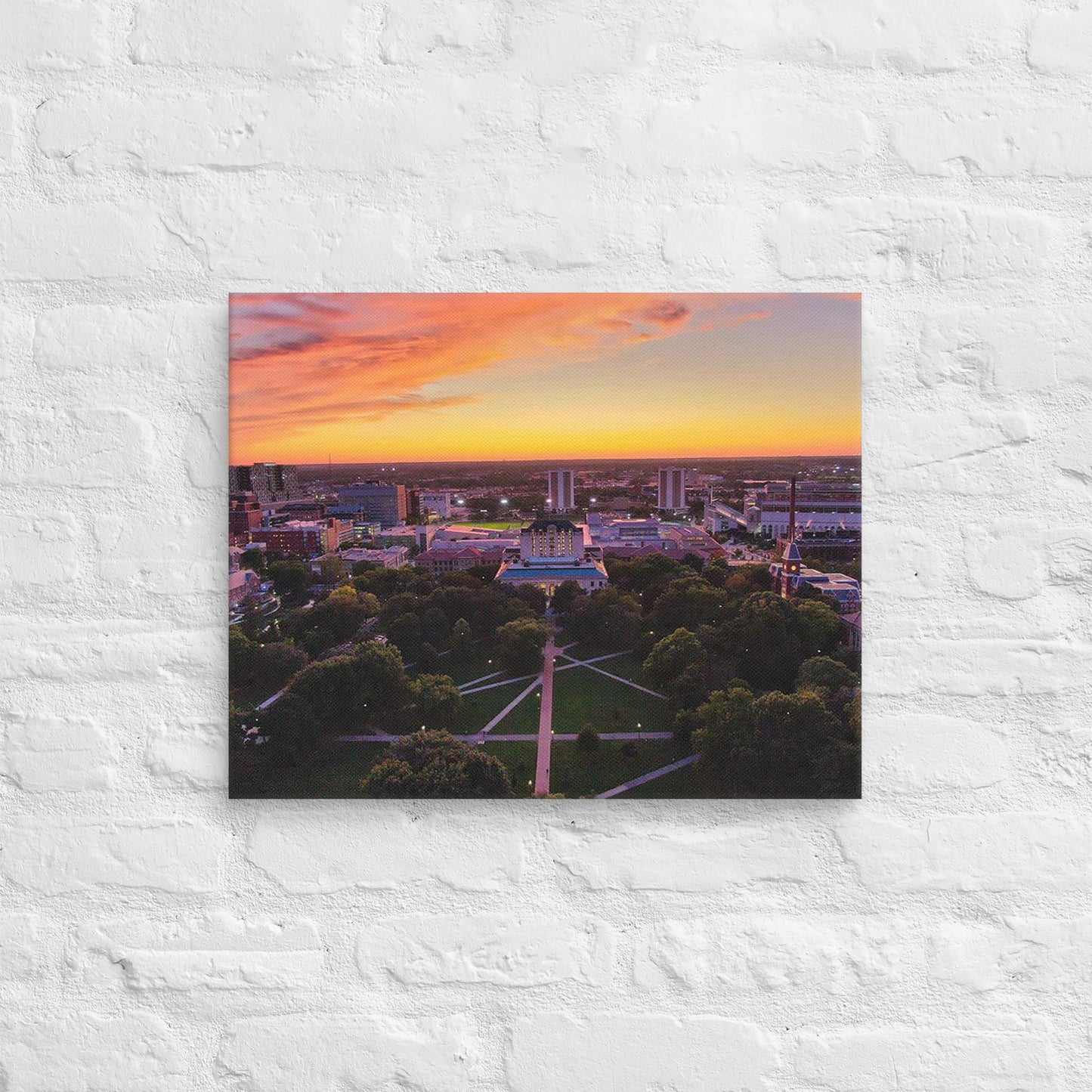 Ohio State Buckeyes - Ohio State University Aerial Sunset Campus Canvas