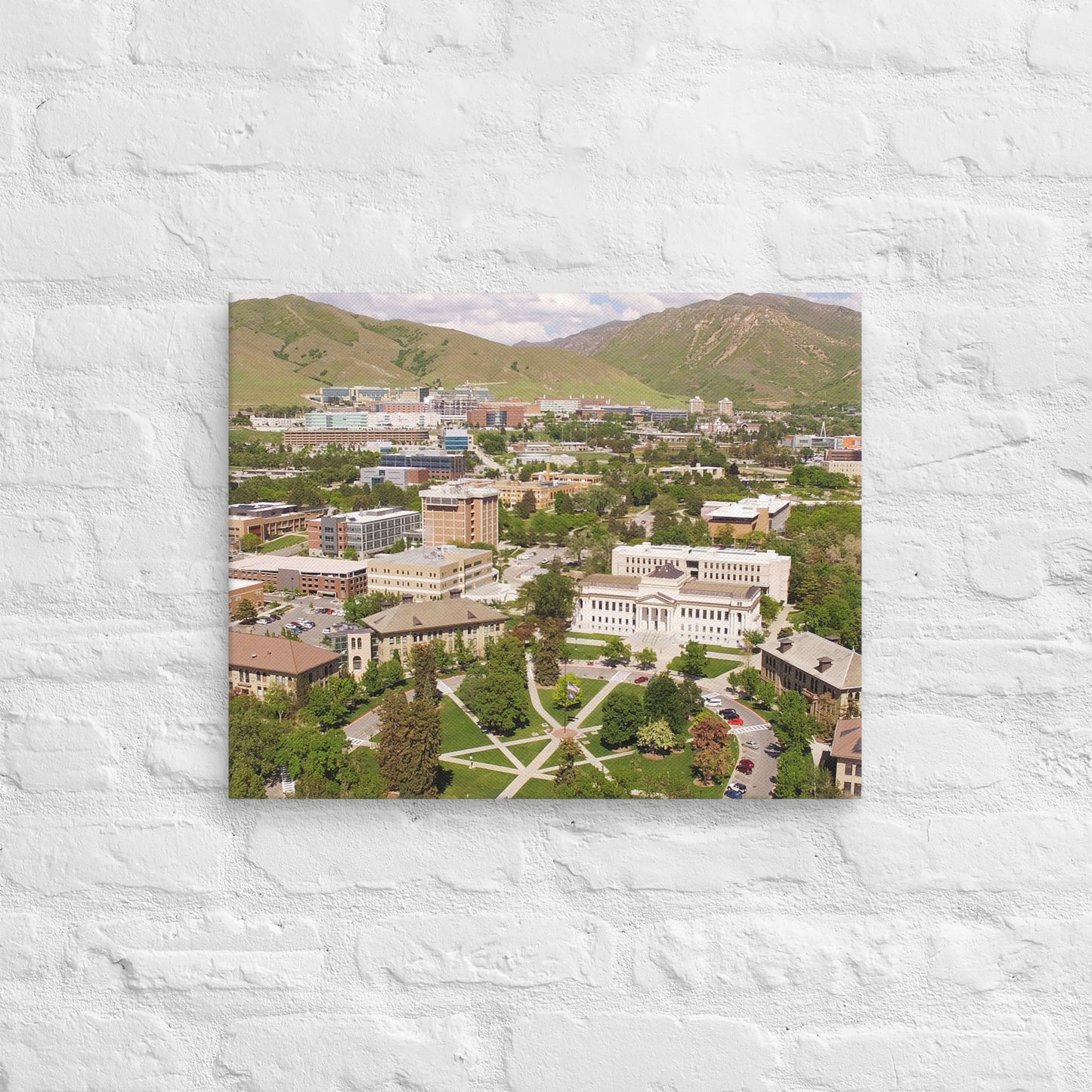 Utah Utes - University of Utah Aerial Mountain Campus Canvas