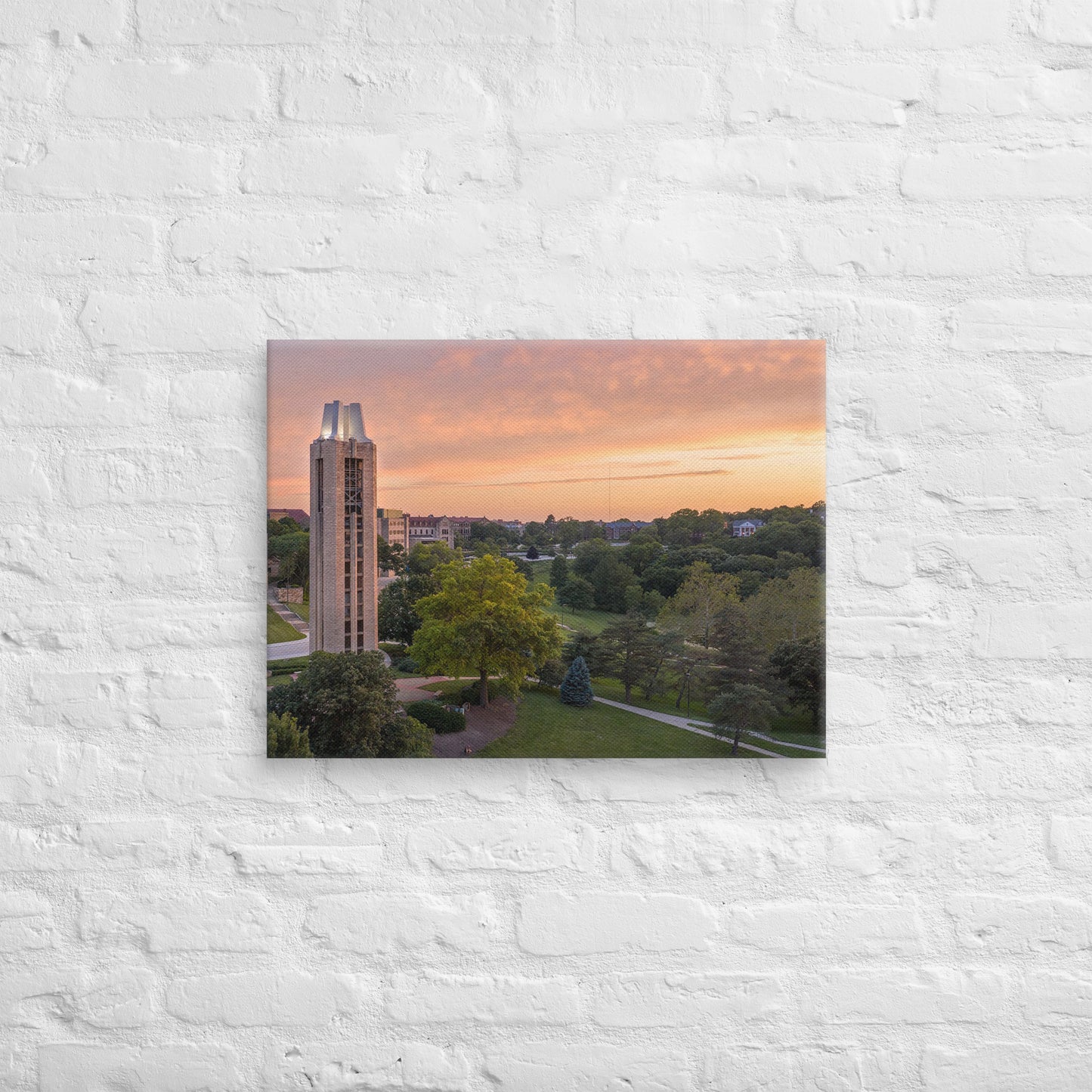 Kansas Jayhawks - Kansas University Aerial Sunset Campus Canvas