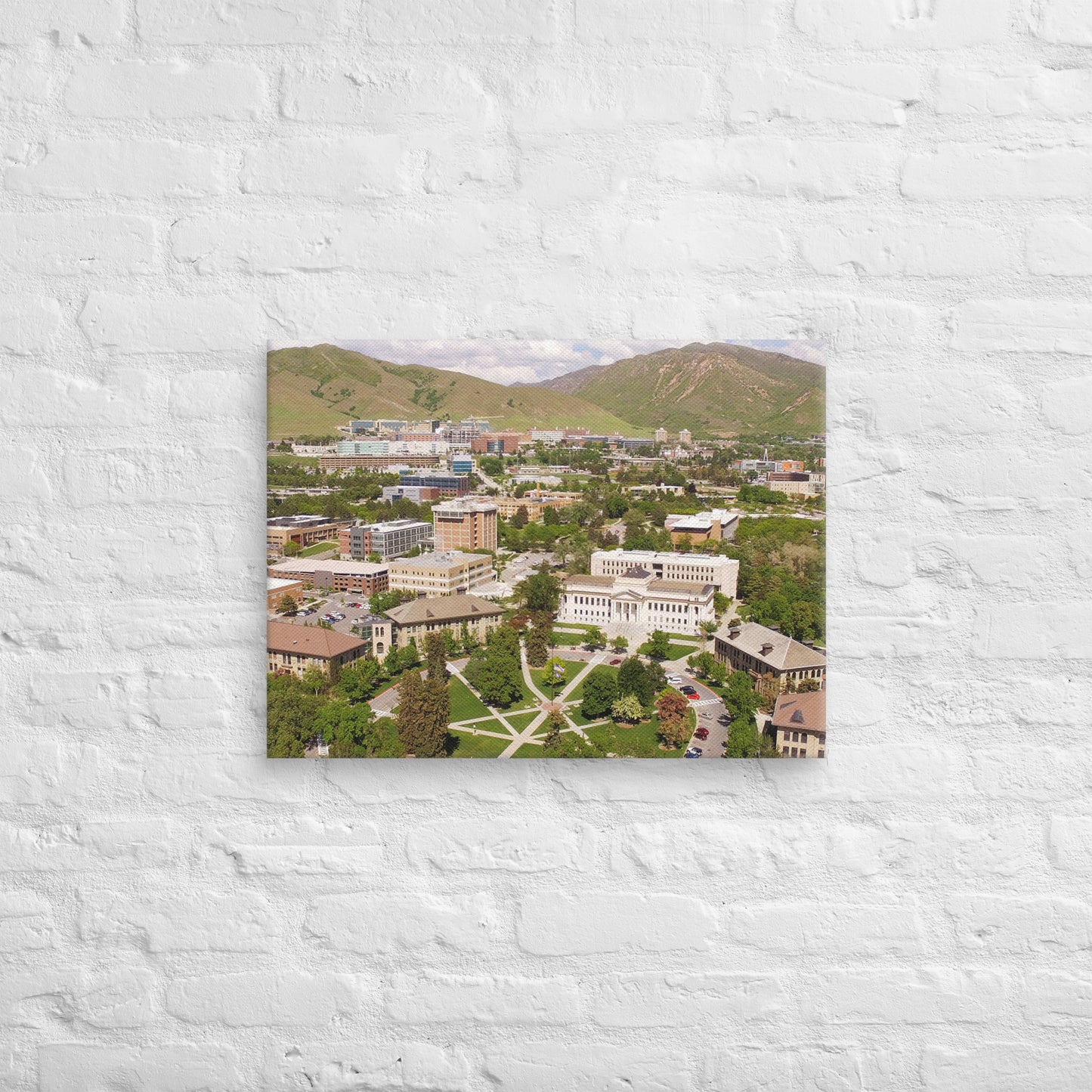 Utah Utes - University of Utah Aerial Mountain Campus Canvas