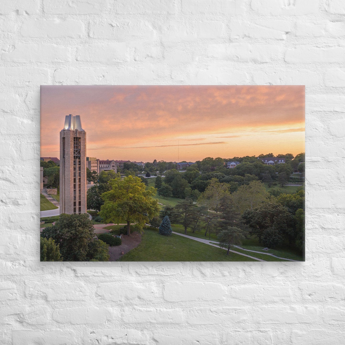 Kansas Jayhawks - Kansas University Aerial Sunset Campus Canvas