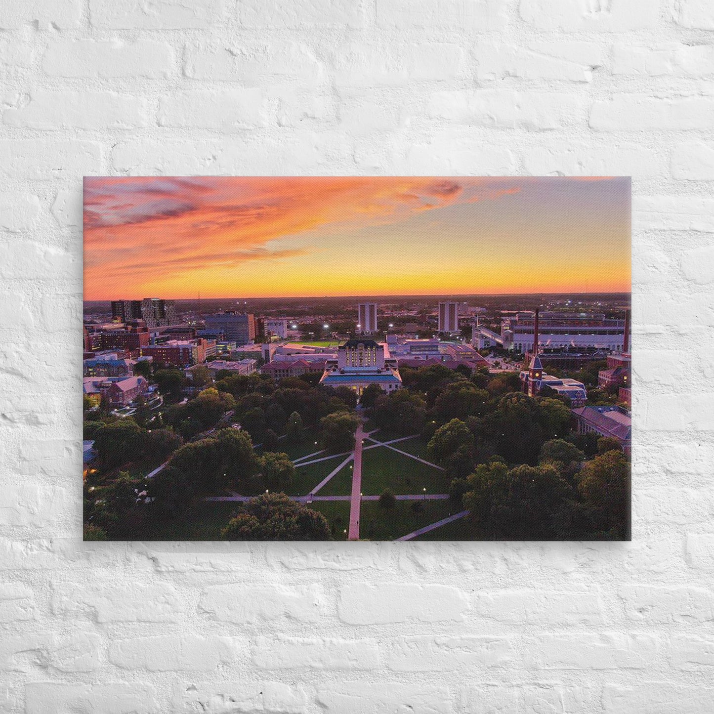 Ohio State Buckeyes - Ohio State University Aerial Sunset Campus Canvas