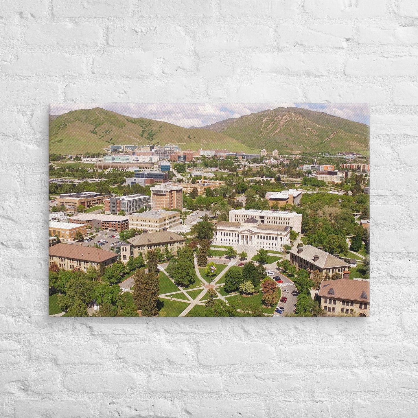 Utah Utes - University of Utah Aerial Mountain Campus Canvas